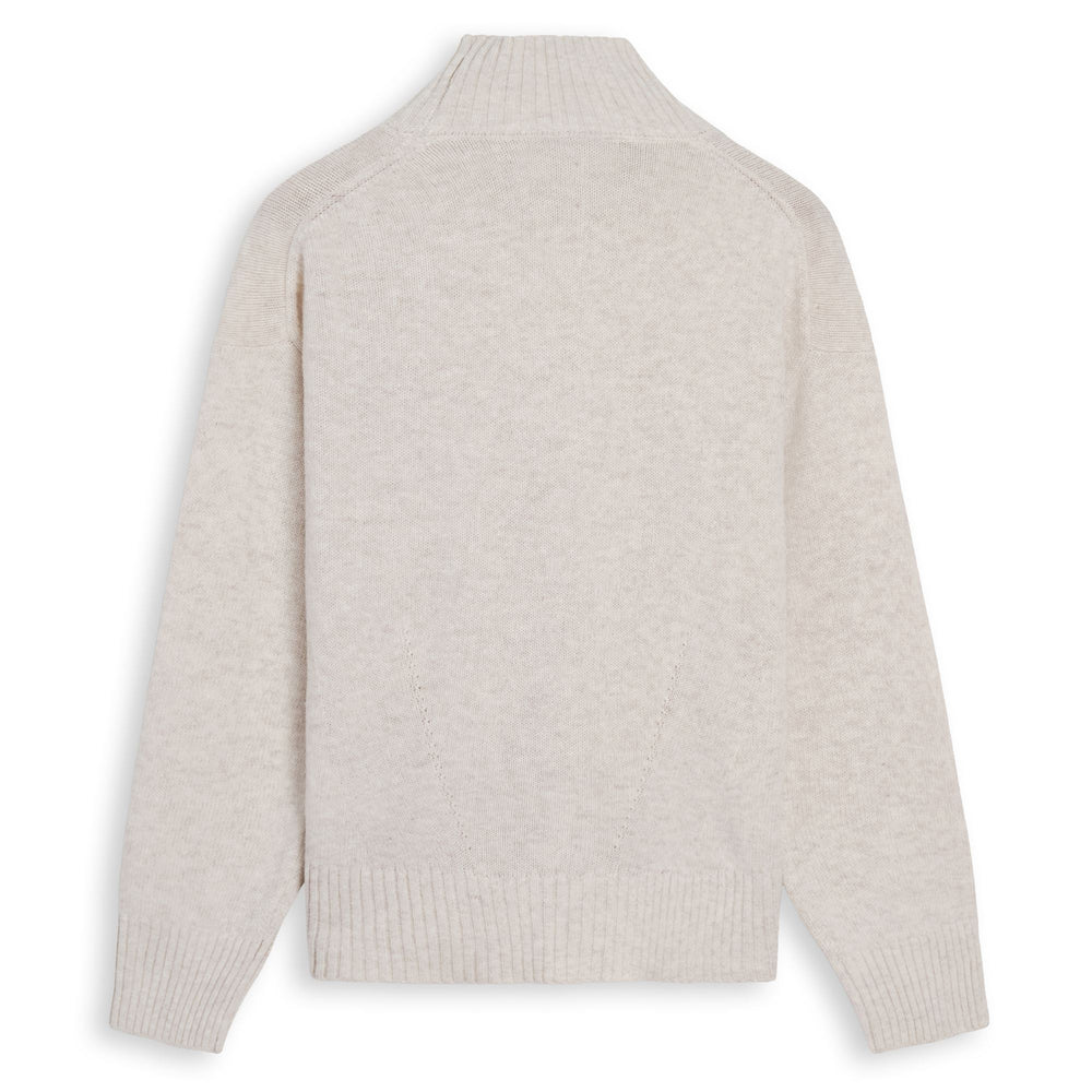 Beige Women's Comfort Fit Wool Blend High-Neck Pullover 02