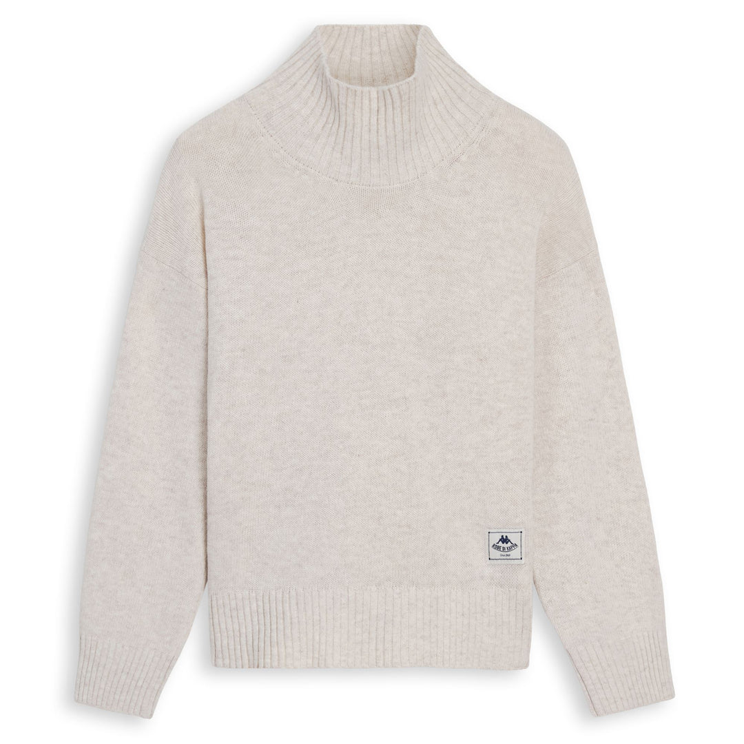 Beige Women's Comfort Fit Wool Blend High-Neck Pullover 01