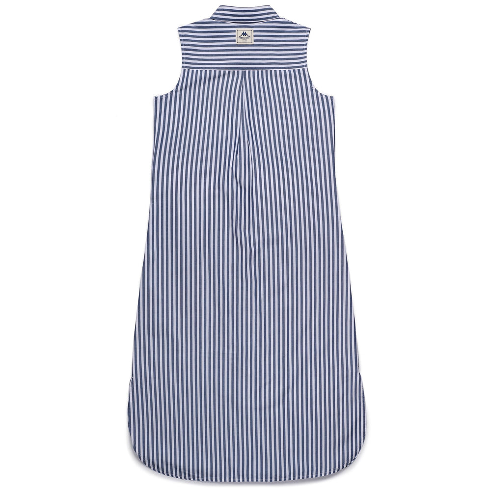 Vestido camisero largo de rayas azules para mujer 02