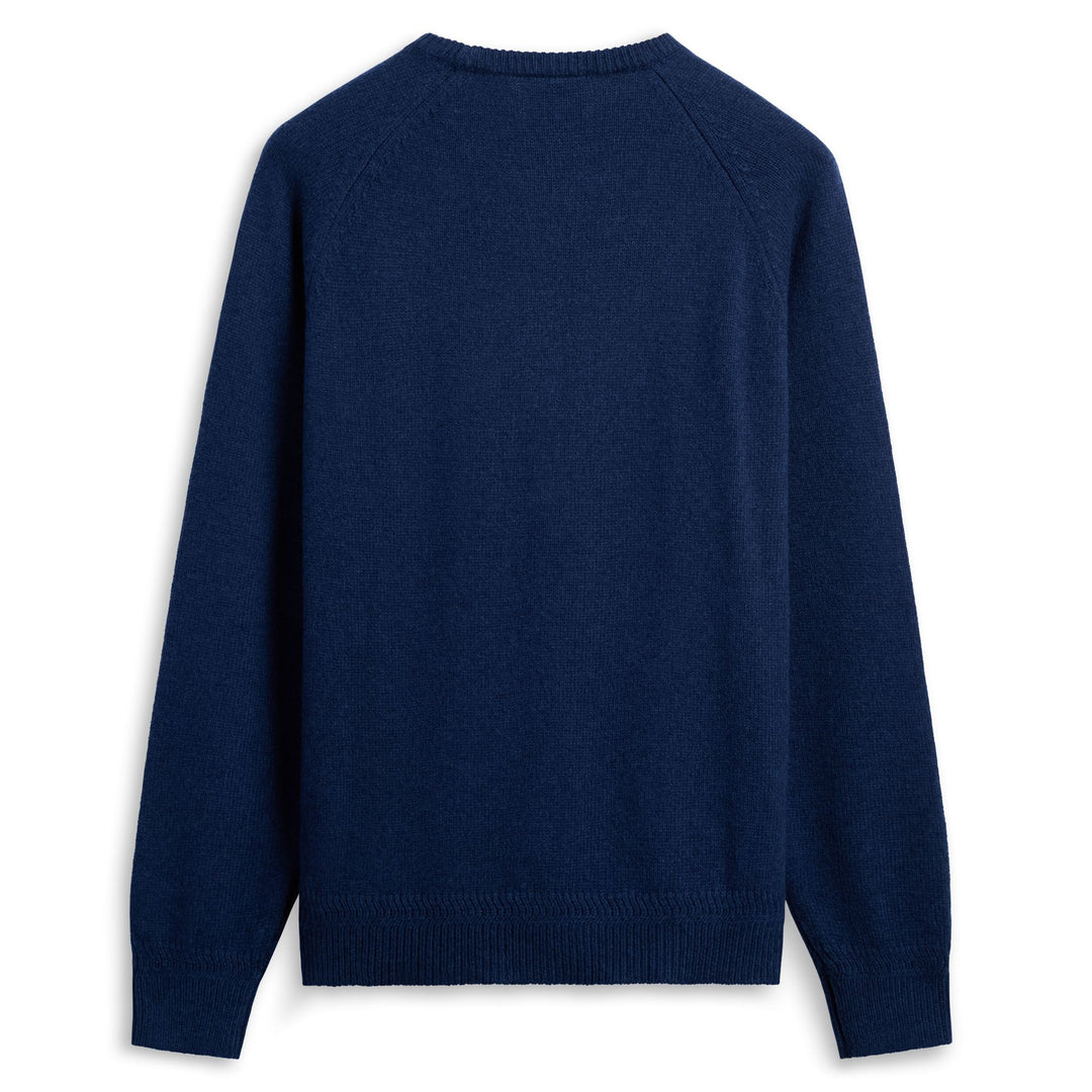 Maglione slim fit in lana da uomo blu con dettagli jacquard main