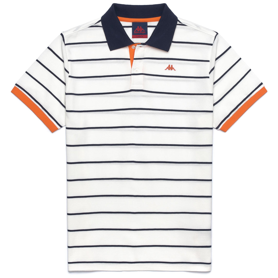 Polo Shirt in Cotone Striata Slim Fit Uomo Blu e Bianca 01