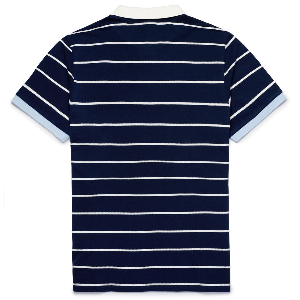 Polo Classica in Cotone Blu Azzurro con Design a Righe Uomo 02