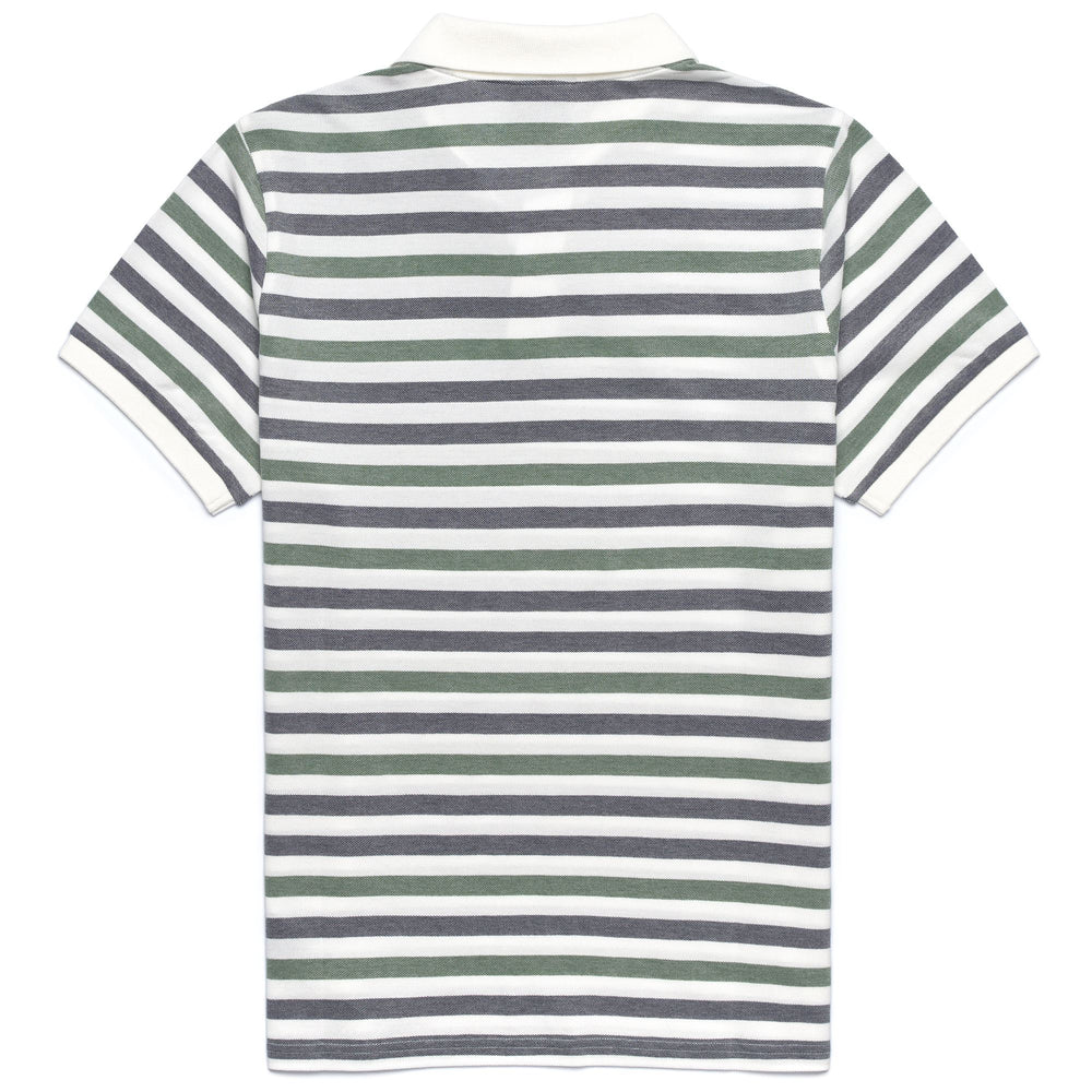 Polo Slim Fit Uomo in Cotone Bianco e Blu con Design a Righe 02