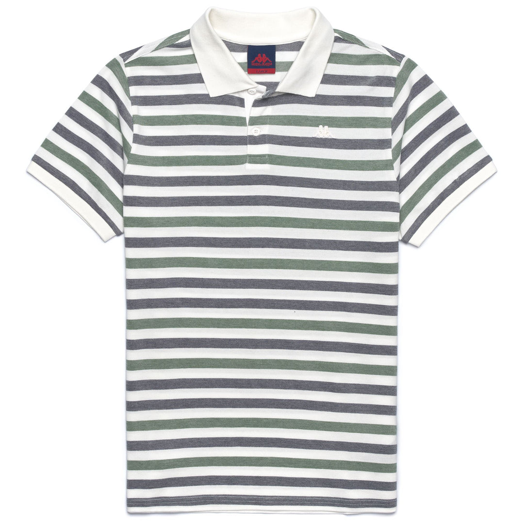 Polo Slim Fit Uomo in Cotone Bianco e Blu con Design a Righe 01