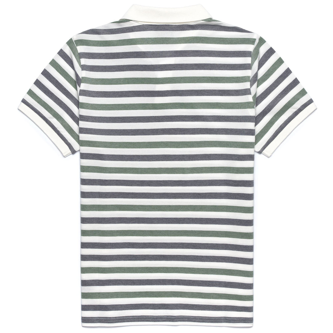 Polo de algodón entallado para hombre, blanco y azul, con diseño de rayas main