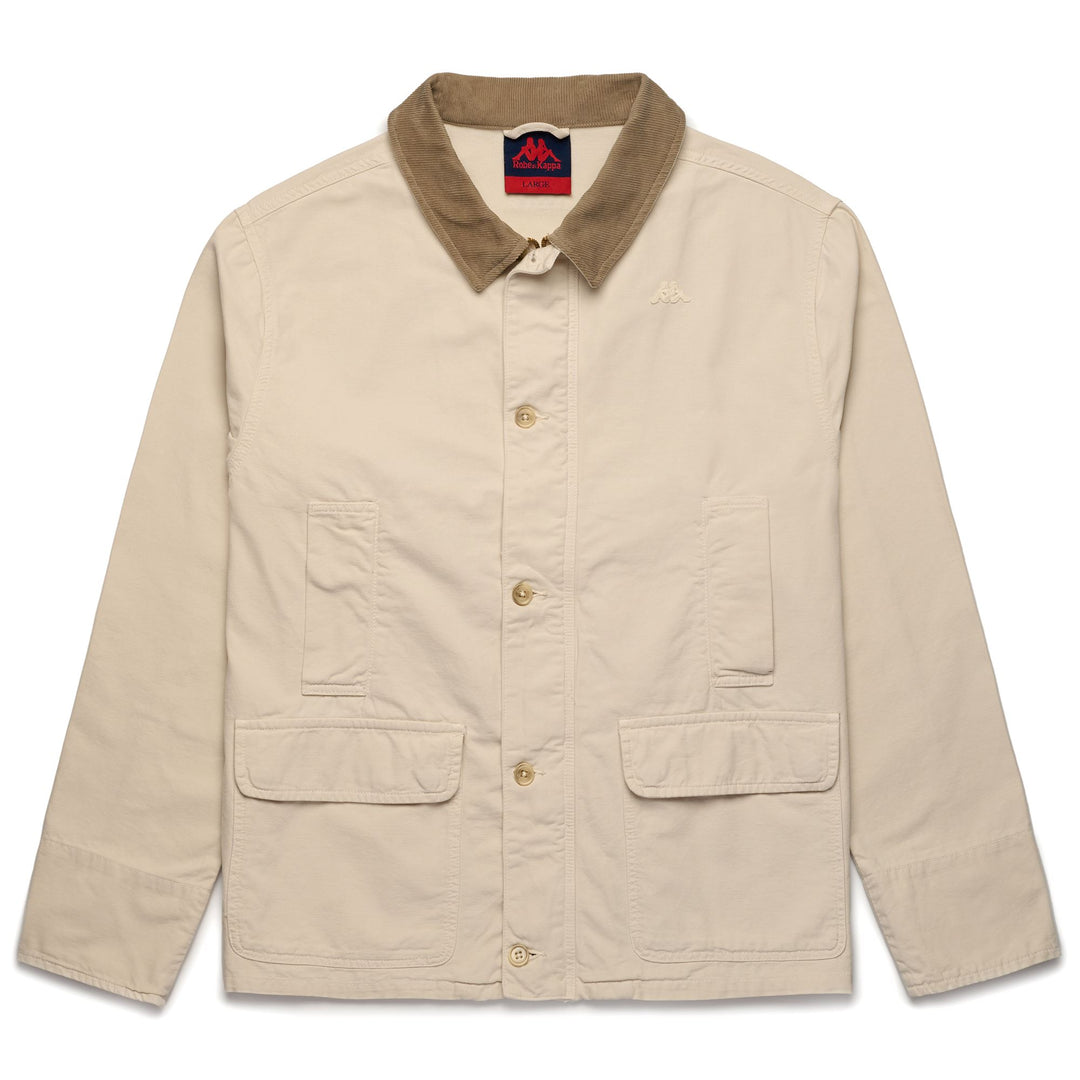 Beige men's Casual Cotton Mid Jacket with Pockets 01