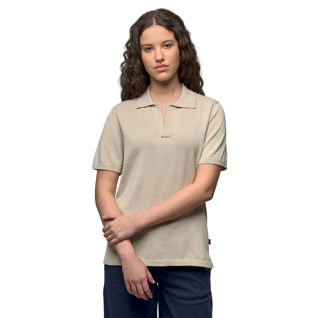 Polo en coton gris pour femme, coupe classique, décontracté 01