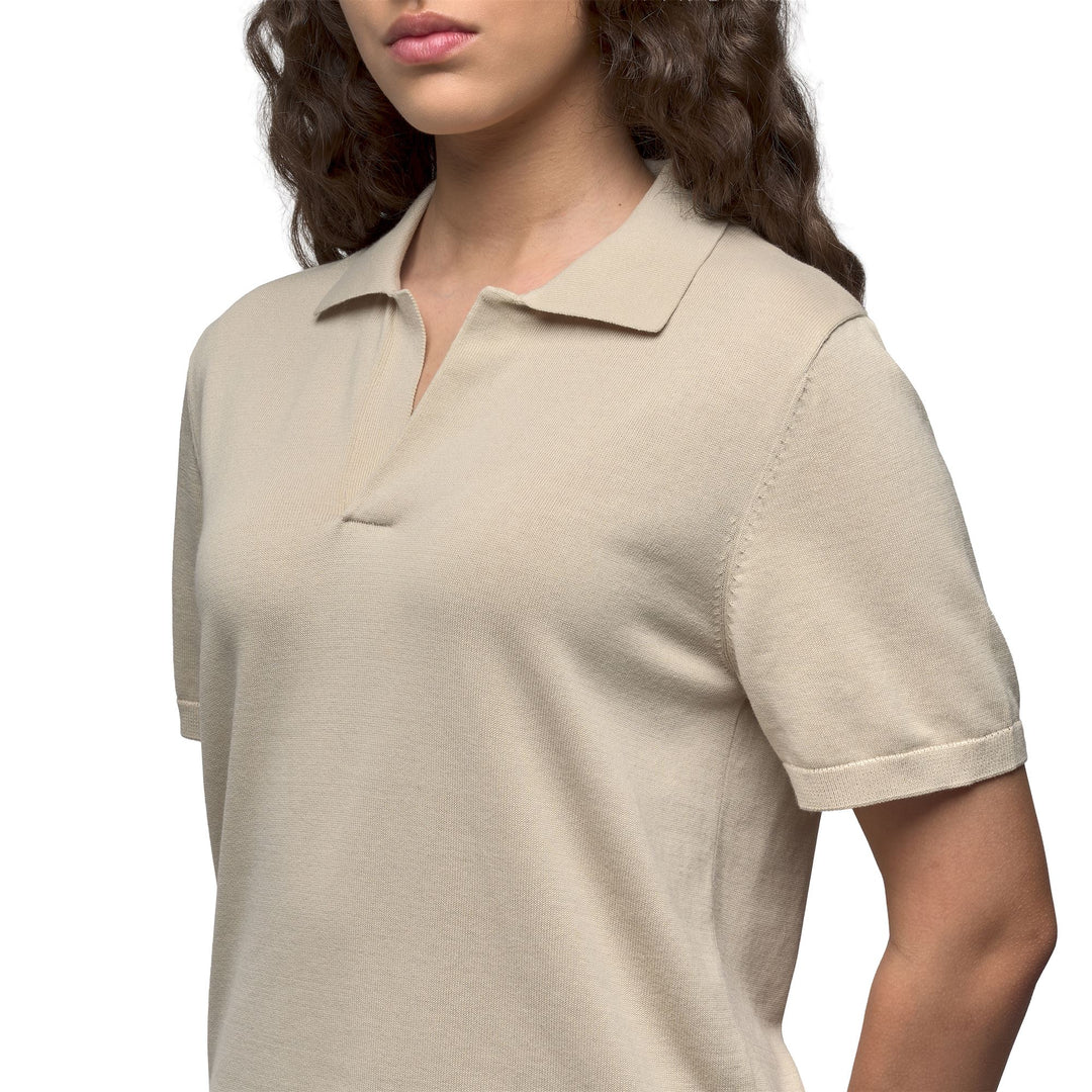 Polo en coton gris pour femme, coupe classique, décontracté main