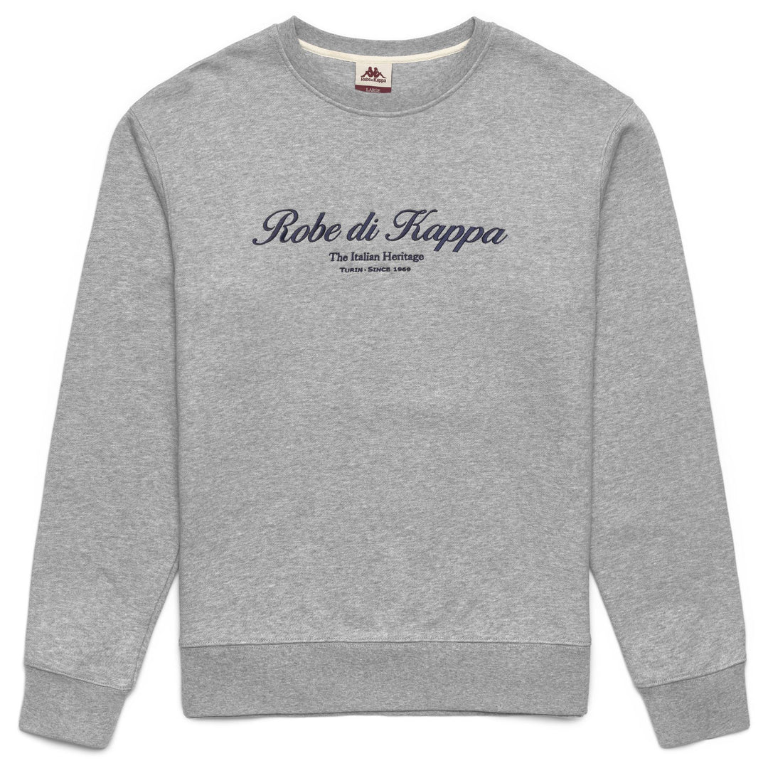 Grey Men's Fleece Crewneck Jumper with Embroidered Logo 01