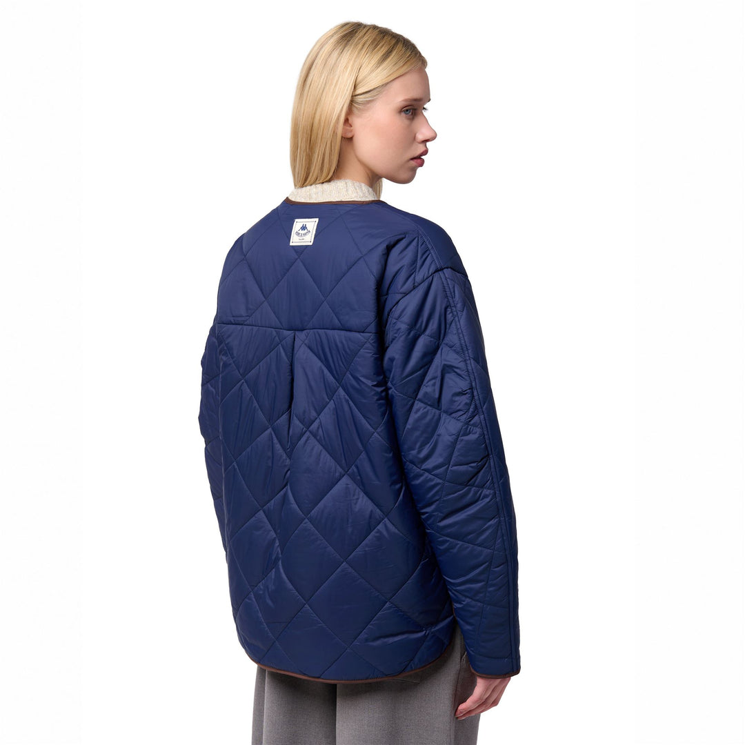 Blue Women's Short Padded Jacket with Contrast Piping main