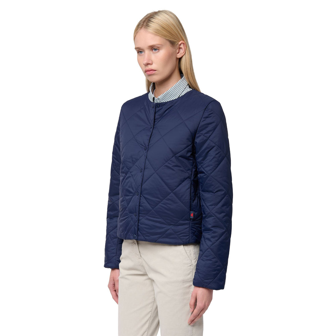 Blue women's Short Nylon Jacket with Padding 01