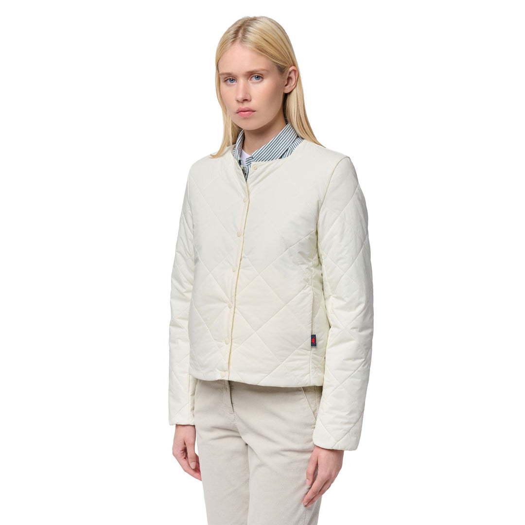 White Women's Short Nylon Jacket with Soft Padding 01