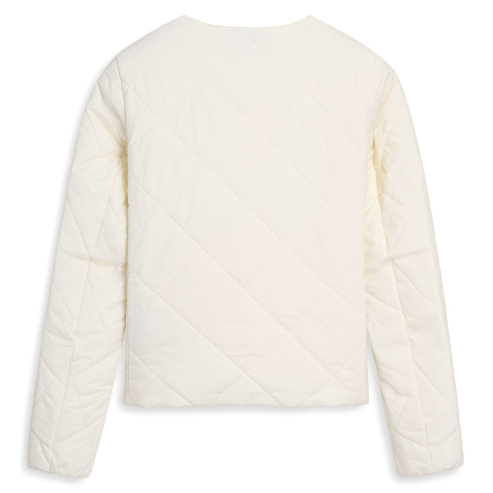 White Women's Short Nylon Jacket with Soft Padding 02