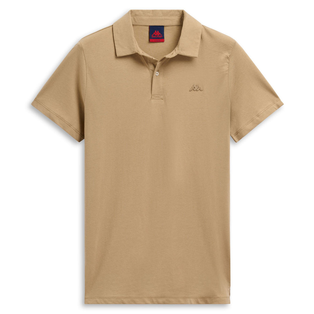 Polo da uomo in lino e cotone beige slim fit 01