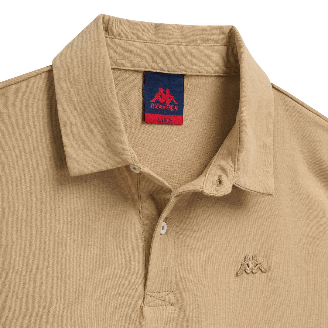 Polo da uomo in lino e cotone beige slim fit main