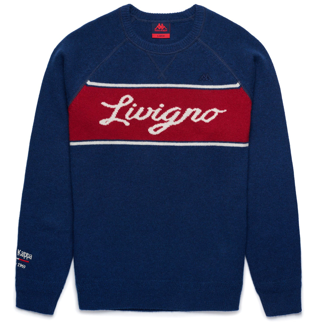 Maglione in Lana Slim Fit Uomo Blu con Dettagli Jacquard 01