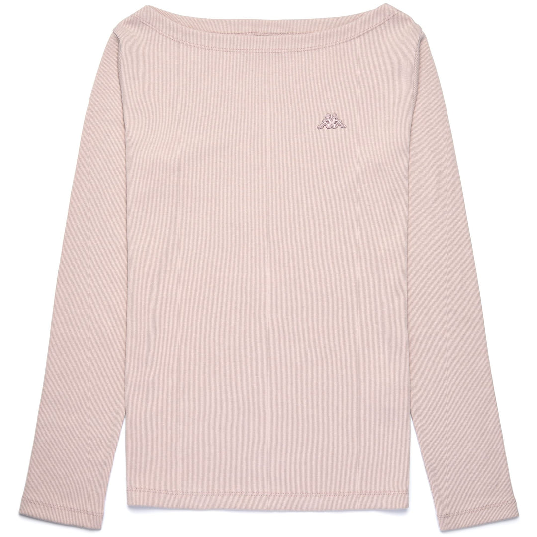 Brown Pink Women's Classic Slim Fit T-Shirt with Boat Neck 01