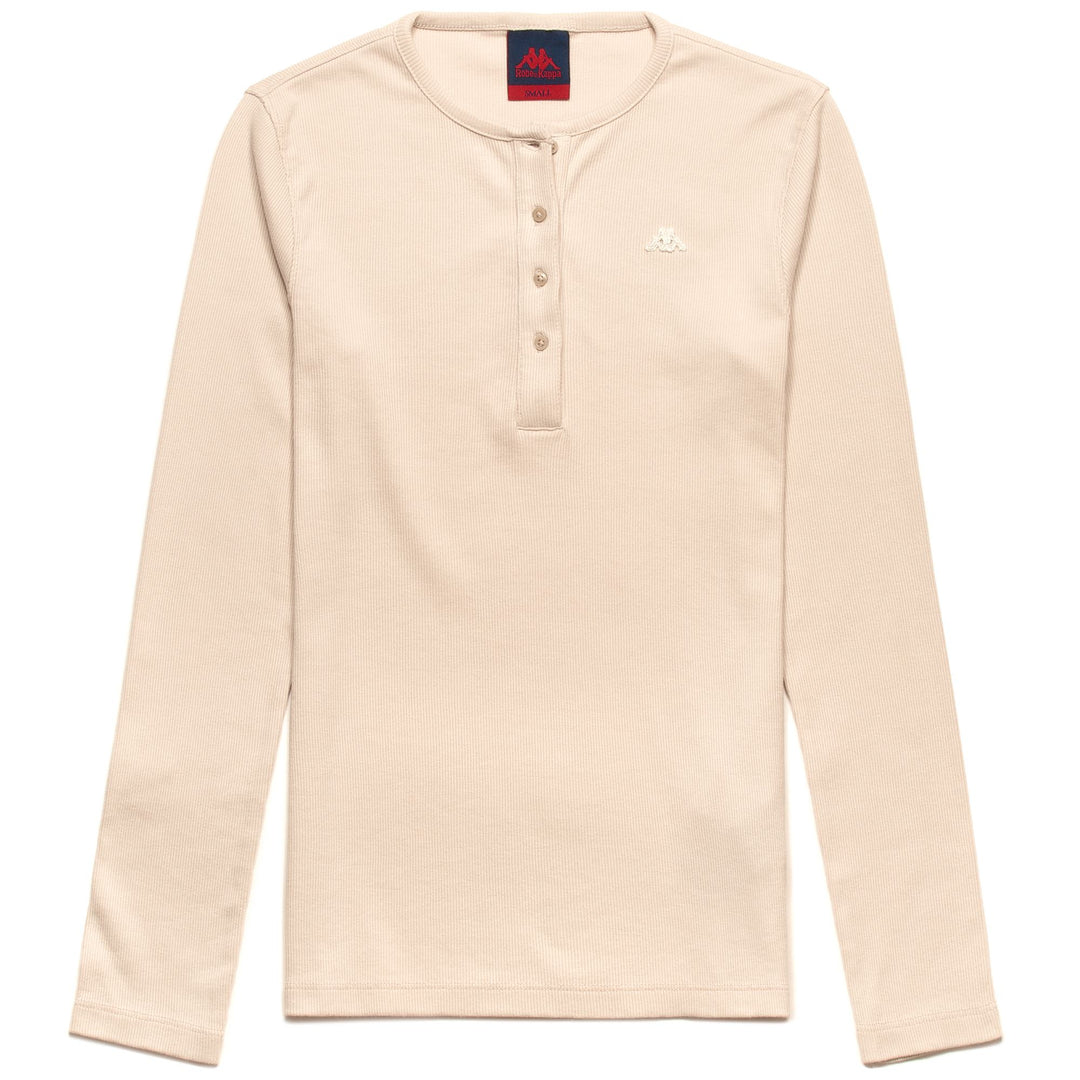 T-Shirt Henley Slim Fit Donna Grigia Beige 01