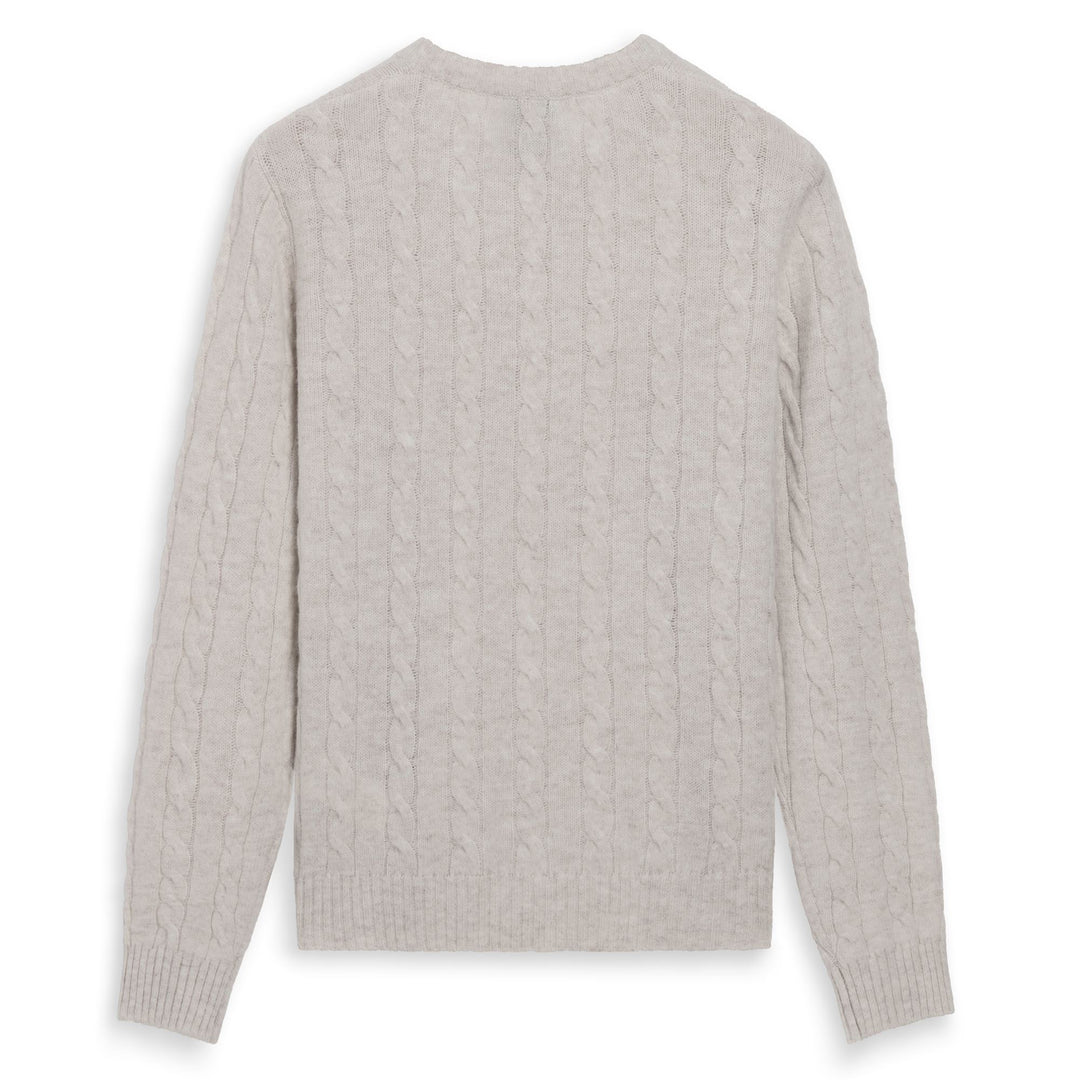Jersey de punto trenzado de corte clásico para mujer en color beige, confeccionado en lana. main