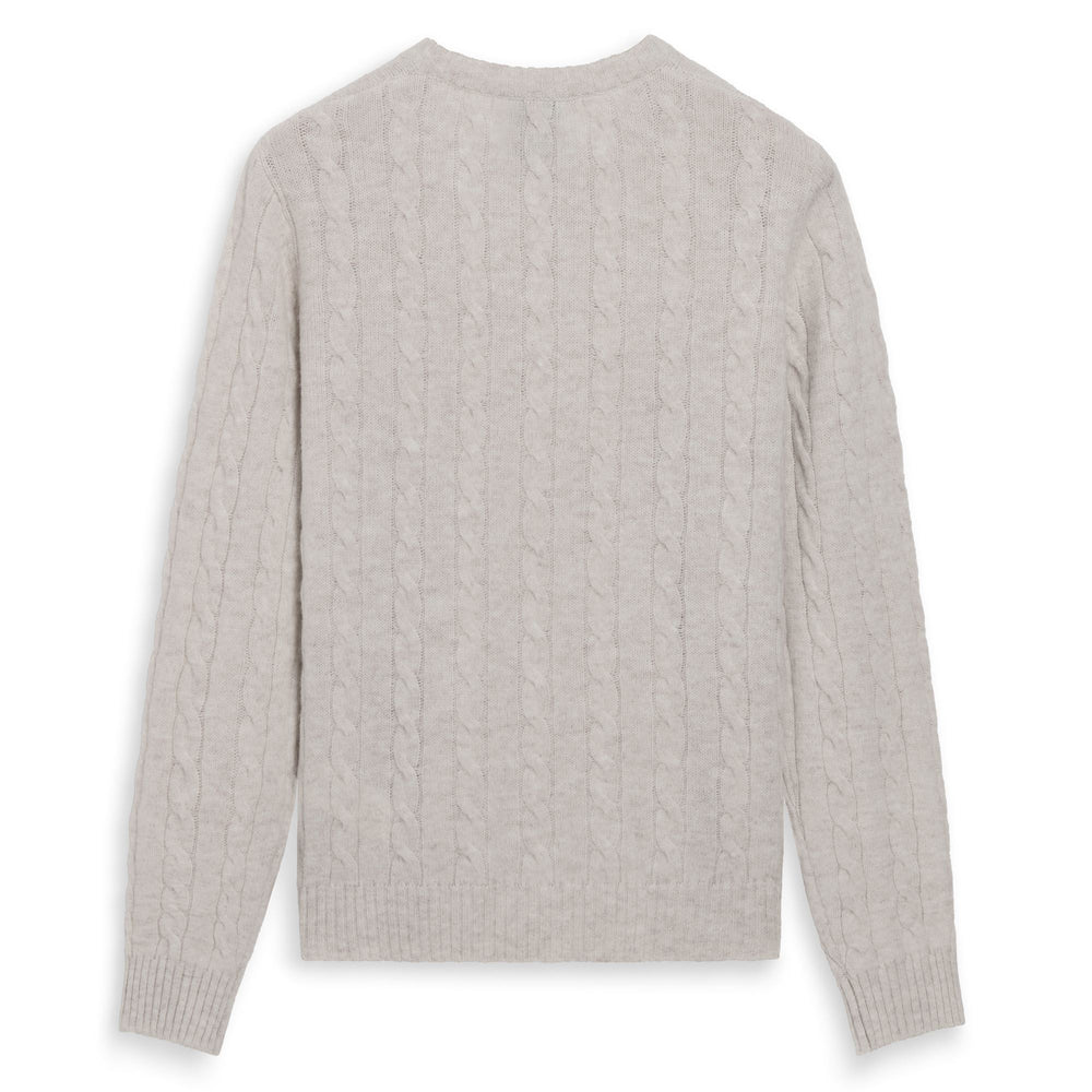 Beige Women's Classic Fit Cable Knit Pullover in Wool 02