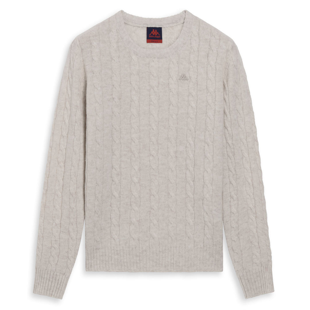 Beige Women's Classic Fit Cable Knit Pullover in Wool 01