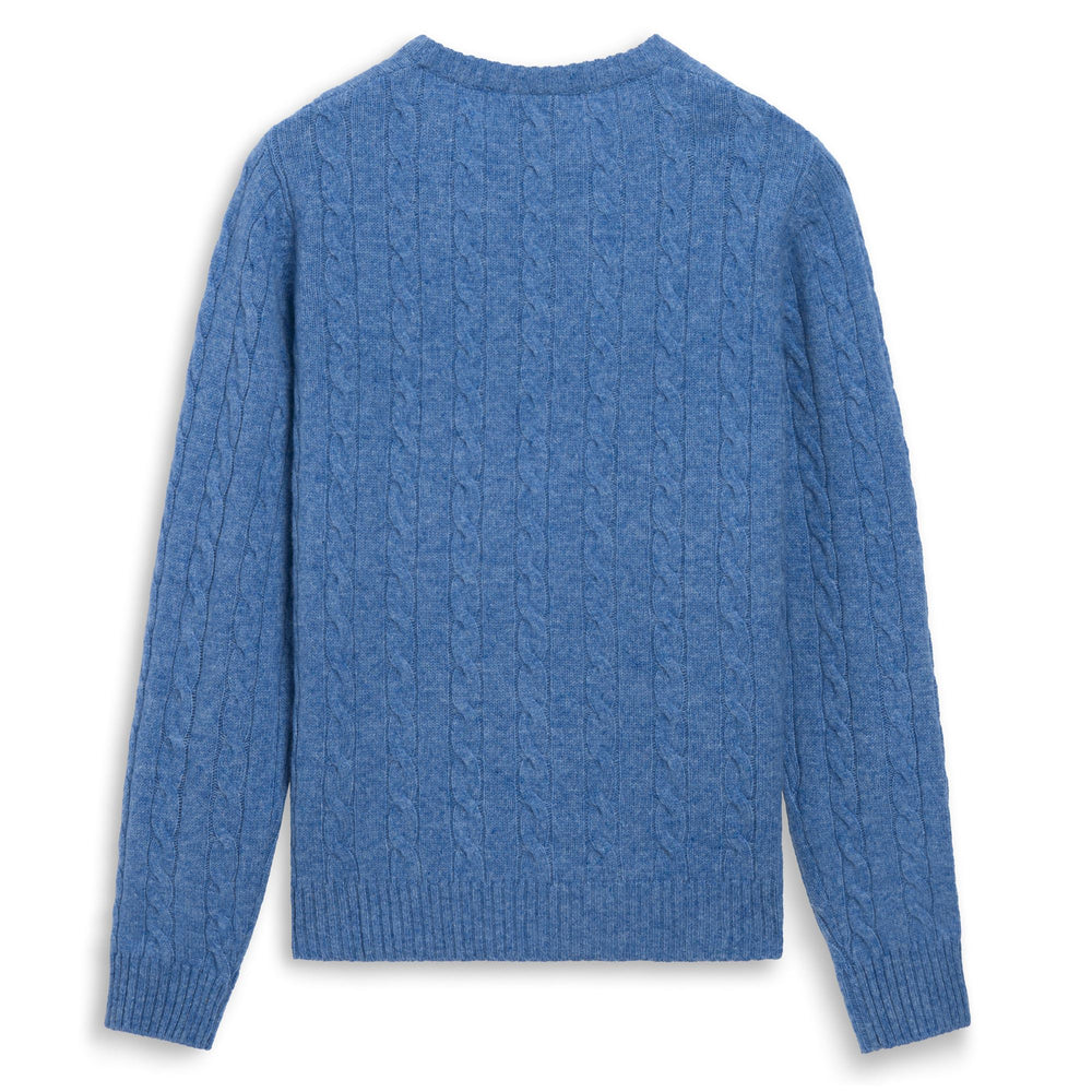 Blue Women's Classic Fit Wool Cable Knit Pullover 02