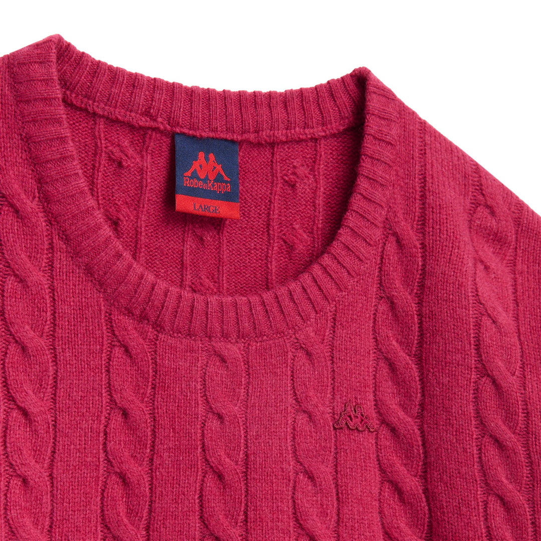 Jersey clásico de punto trenzado de lana de cordero rojo para mujer main