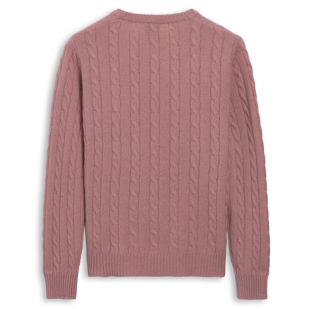 Pink Women's Classic Fit Cable Knit Pullover in Wool 02