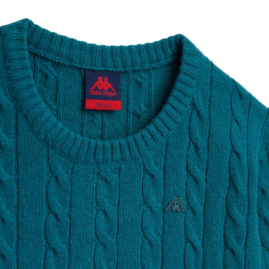 Jersey clásico de punto trenzado de lana de cordero para mujer de Blue Lagoon main