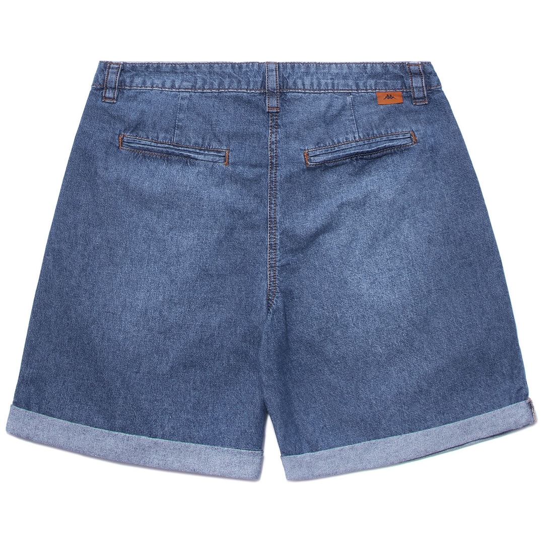 Pantalones cortos chinos ajustados de cambray azul índigo para mujer main