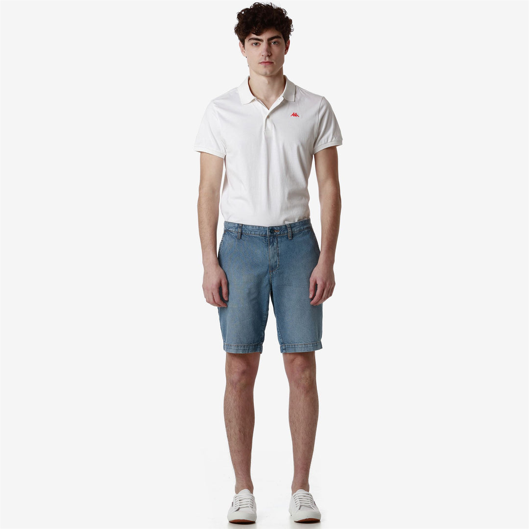 Pantaloni Corti Chino in Denim Blu Indigo Uomo Regular Fit 01