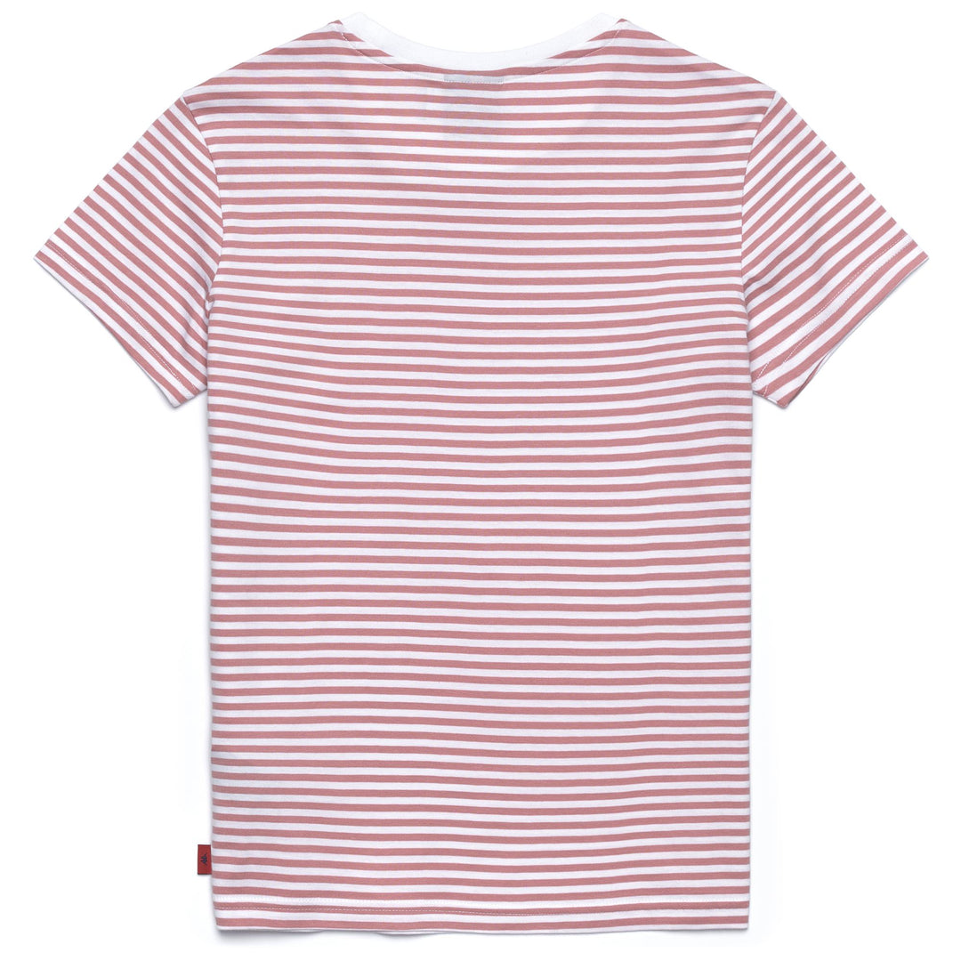 T-Shirt Classica a Righe in Cotone Rosa Naturale Donna main