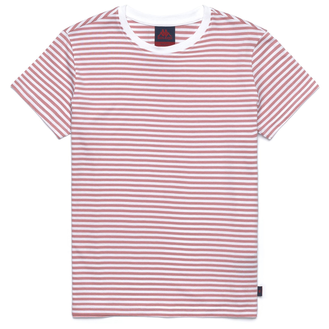 T-Shirt Classica a Righe in Cotone Rosa Naturale Donna 01