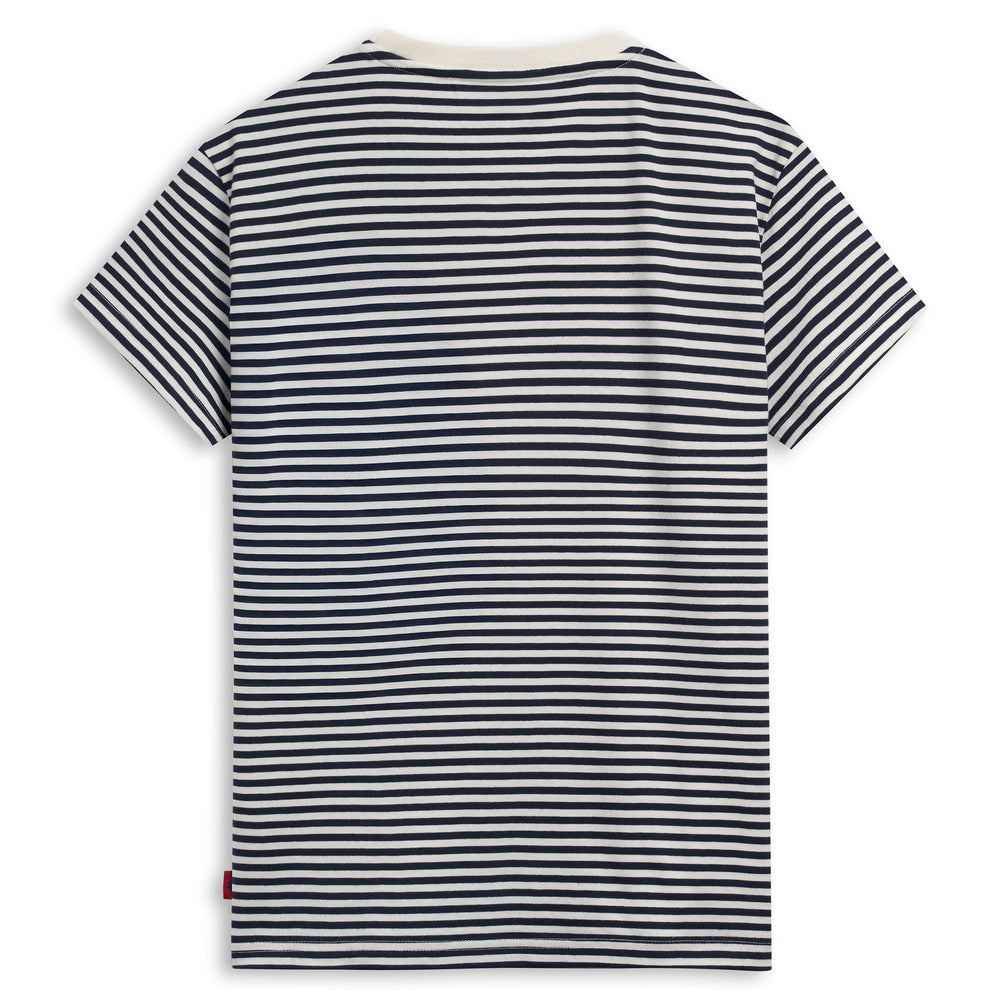 T-shirt casual a righe in cotone da donna vestibilità regolare bianca 02