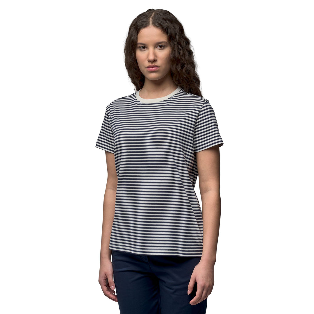 Regular Fit Women's White Casual Striped Cotton T-Shirt main