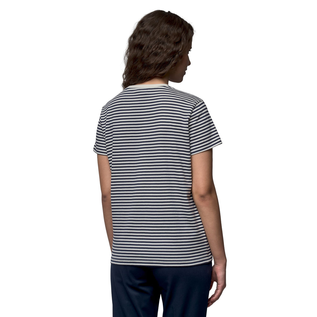 T-shirt rayé classique en coton pour femme, blanc main