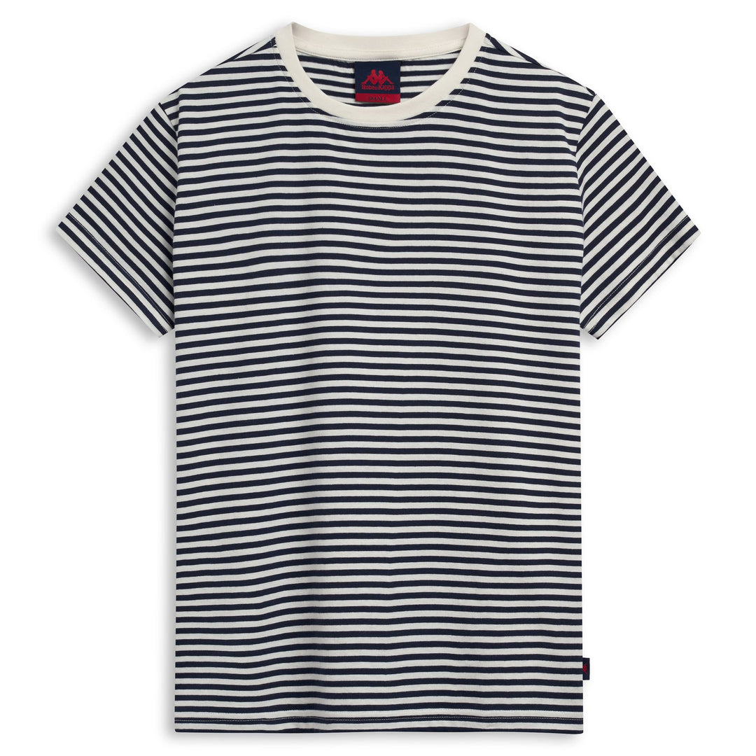 T-shirt rayé classique en coton pour femme, blanc main