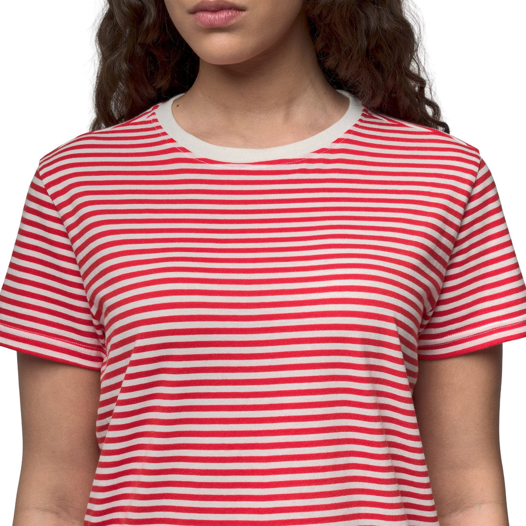 T-shirt casual da donna in cotone a righe bianche vestibilità standard main
