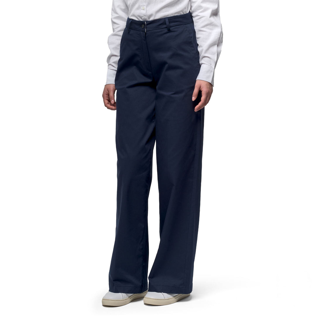 Pantalon chino bleu pour femme, coupe large, en gabardine confortable 01