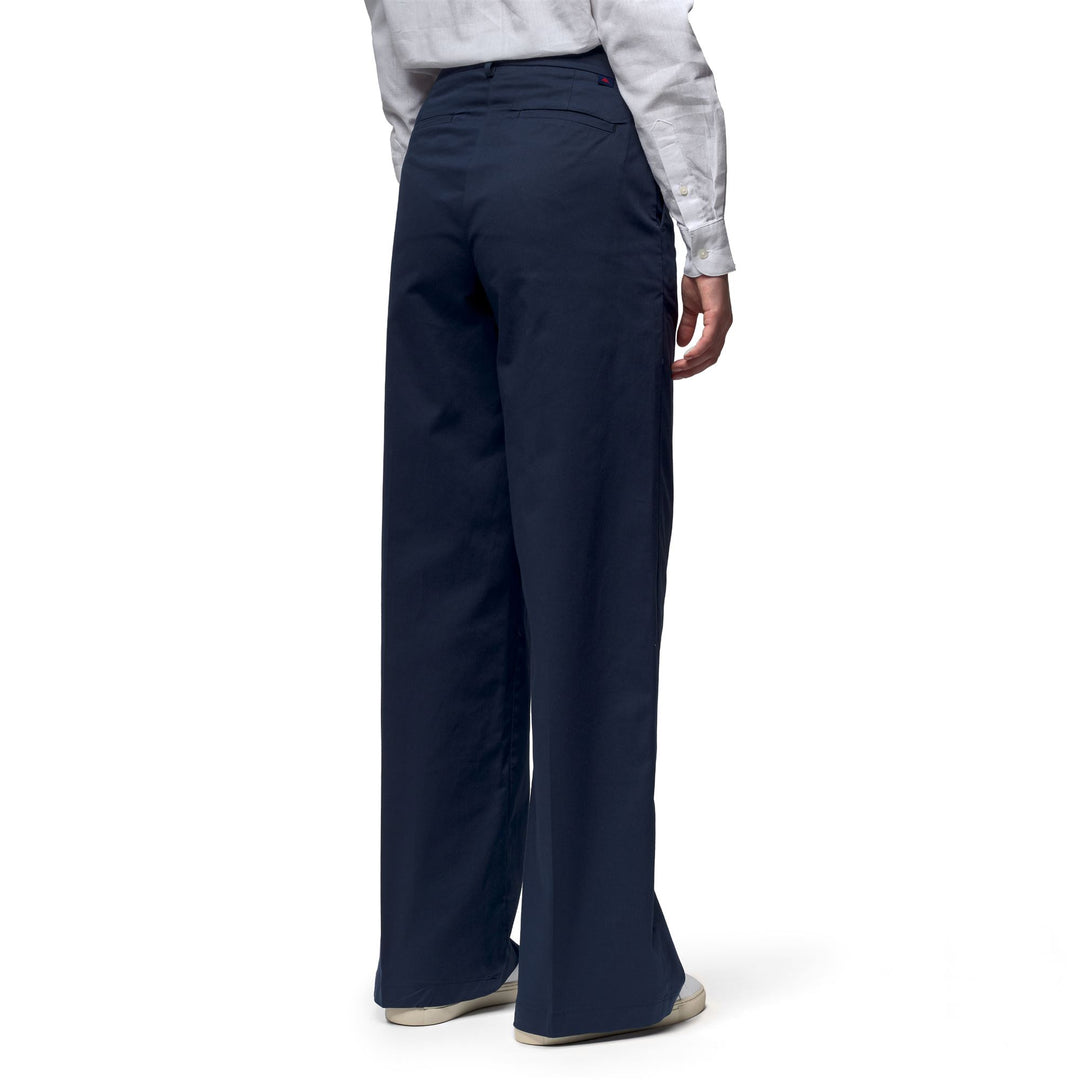 Pantalon chino bleu pour femme, coupe large, en gabardine confortable main