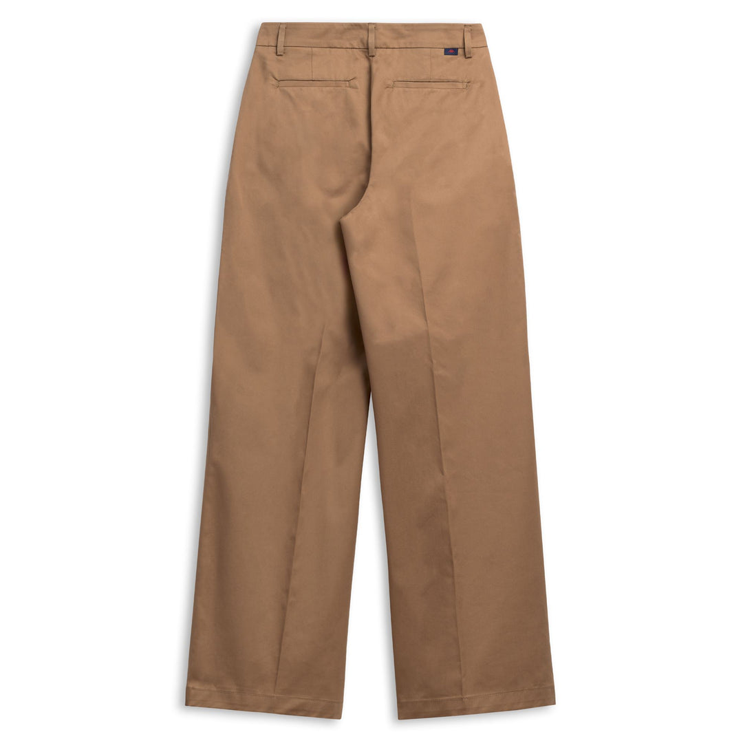 Pantalon chino décontracté pour femme, coupe large, en gabardine confortable marron main