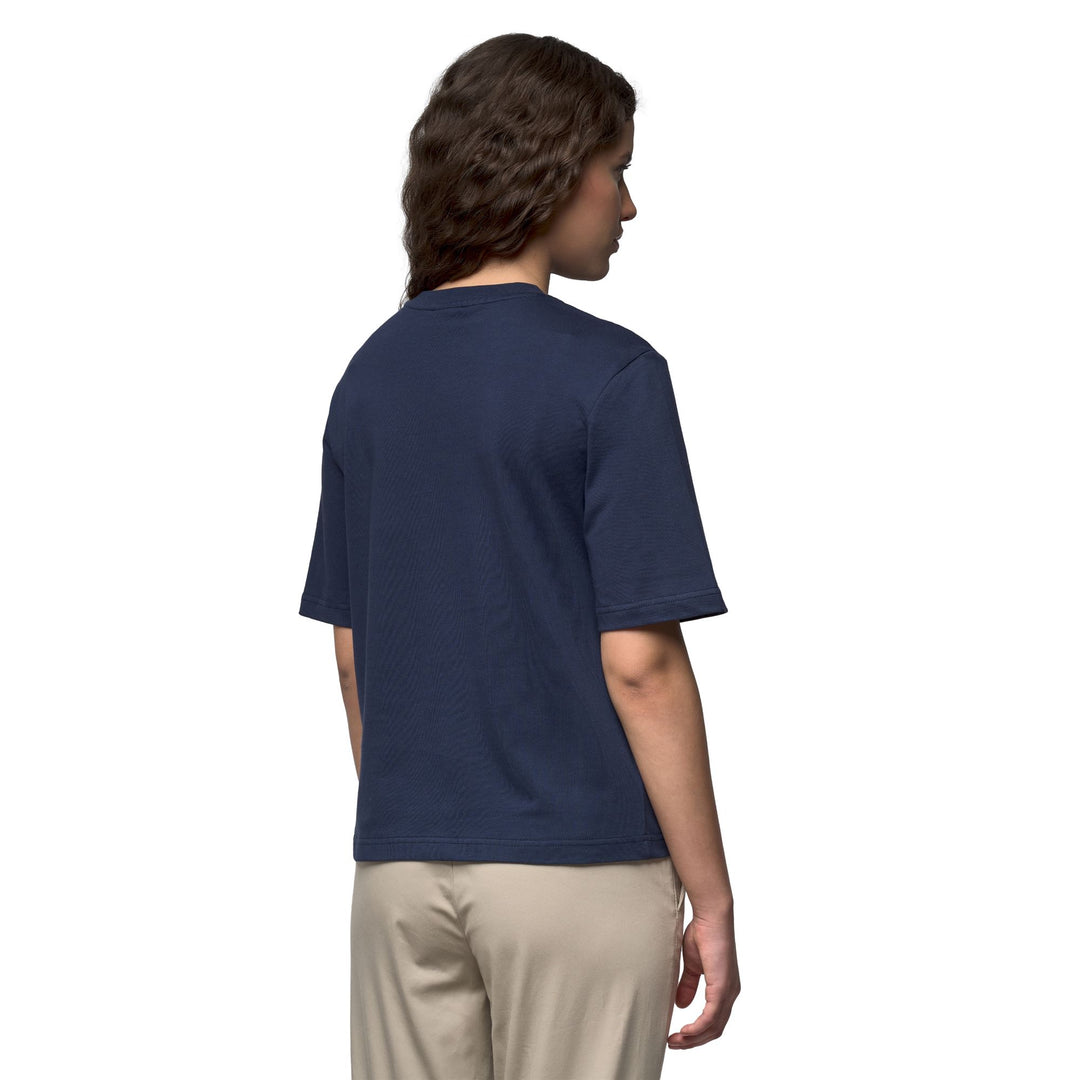T-shirt décontracté bleu pour femme main