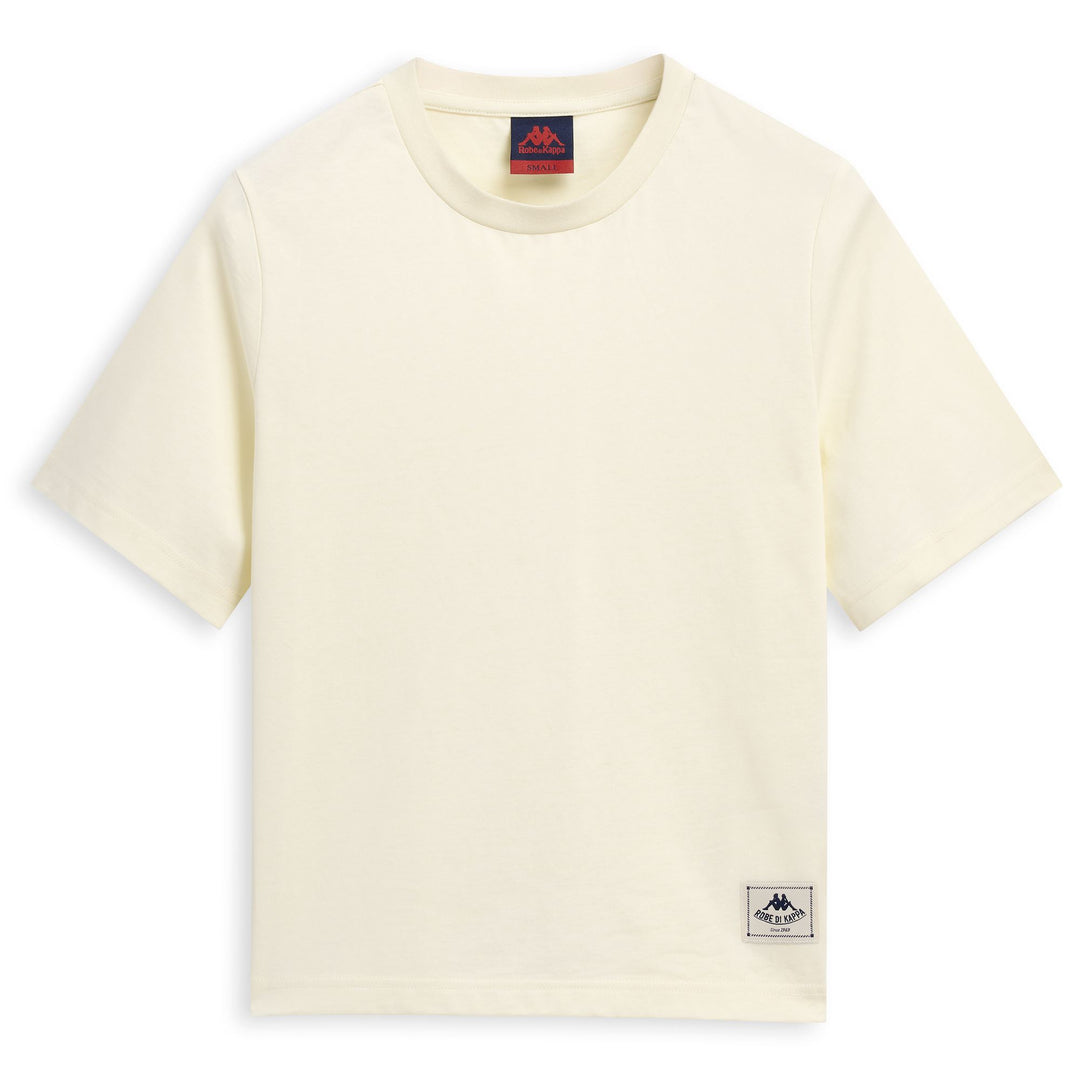 Maglietta casual in cotone beige da donna vestibilità ampia main