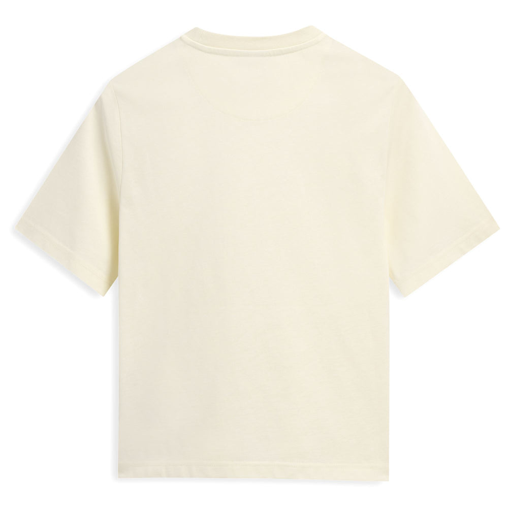 Camiseta informal de algodón holgada beige para mujer 02