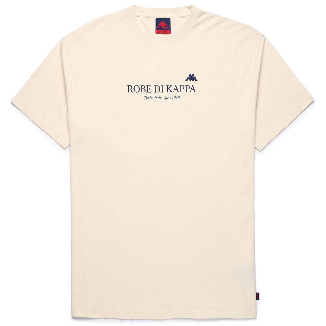 Camiseta beige de algodón de corte regular para hombre con logotipo estampado 01