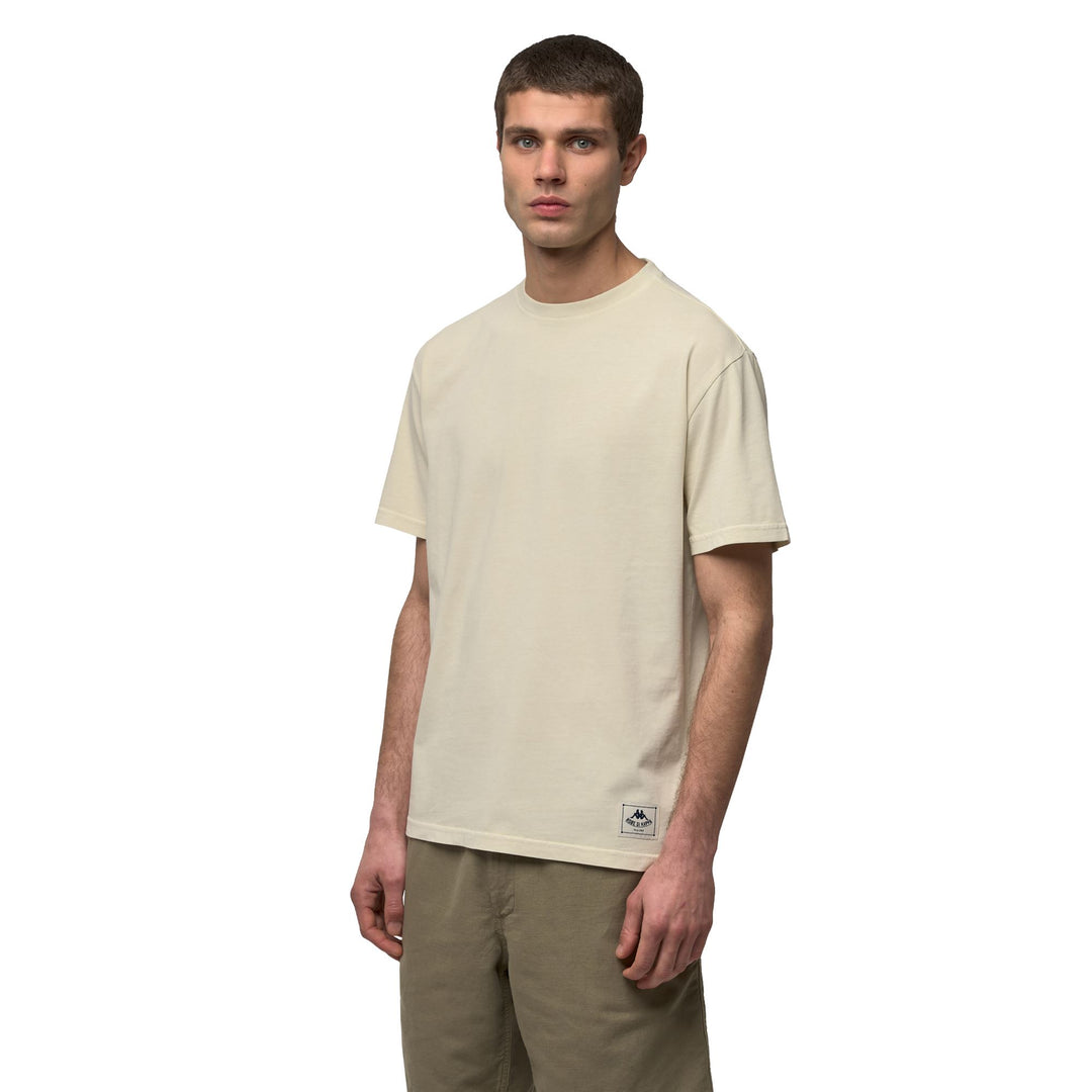 Beige Men's Slim Fit Casual Cotton T-Shirt main