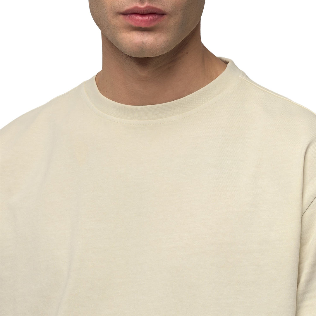Beige Men's Slim Fit Casual Cotton T-Shirt main