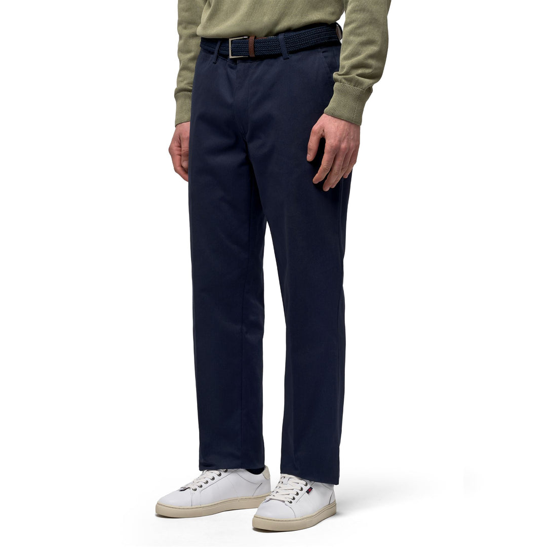 Pantalon chino décontracté bleu pour homme, coupe slim, en gabardine extensible 01
