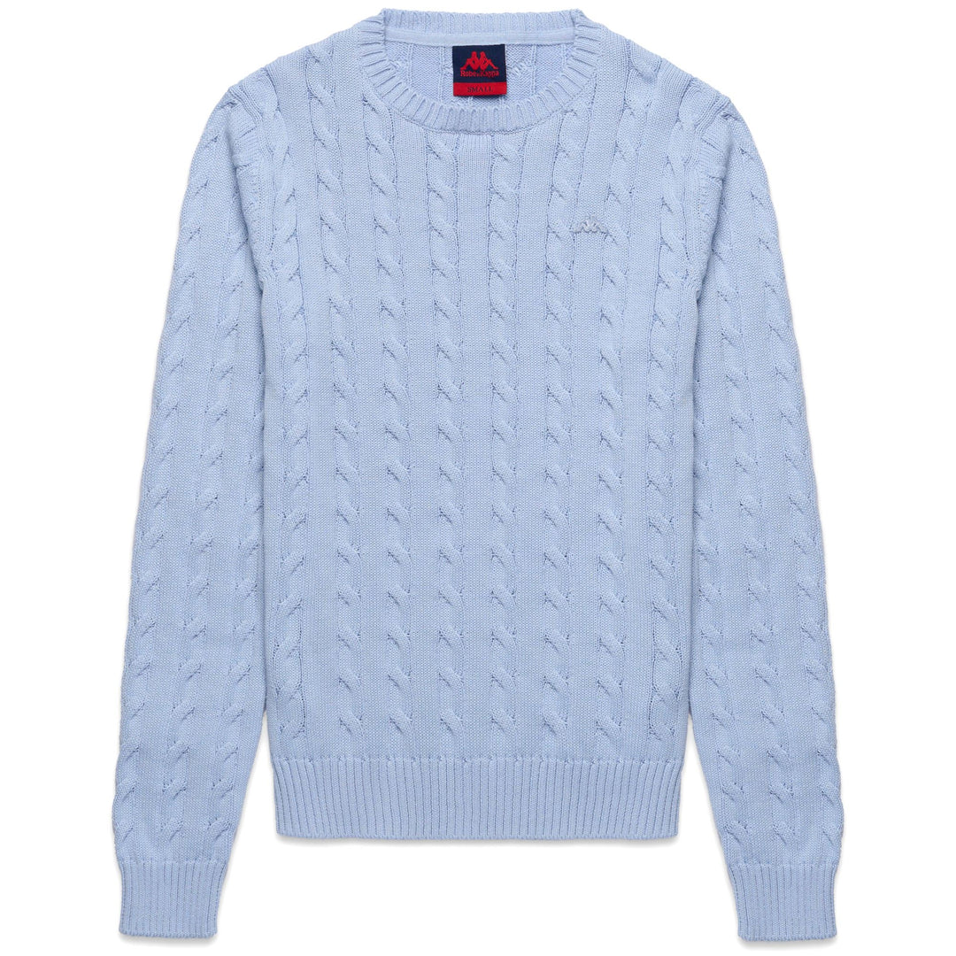 Azure blue Women's Classic Knit Pullover with Cables 01