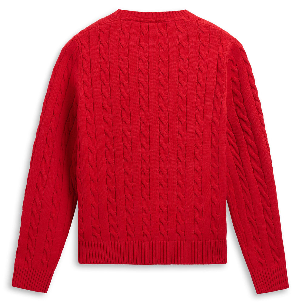 Red Women's Regular Fit Casual Pullover with Cables 02